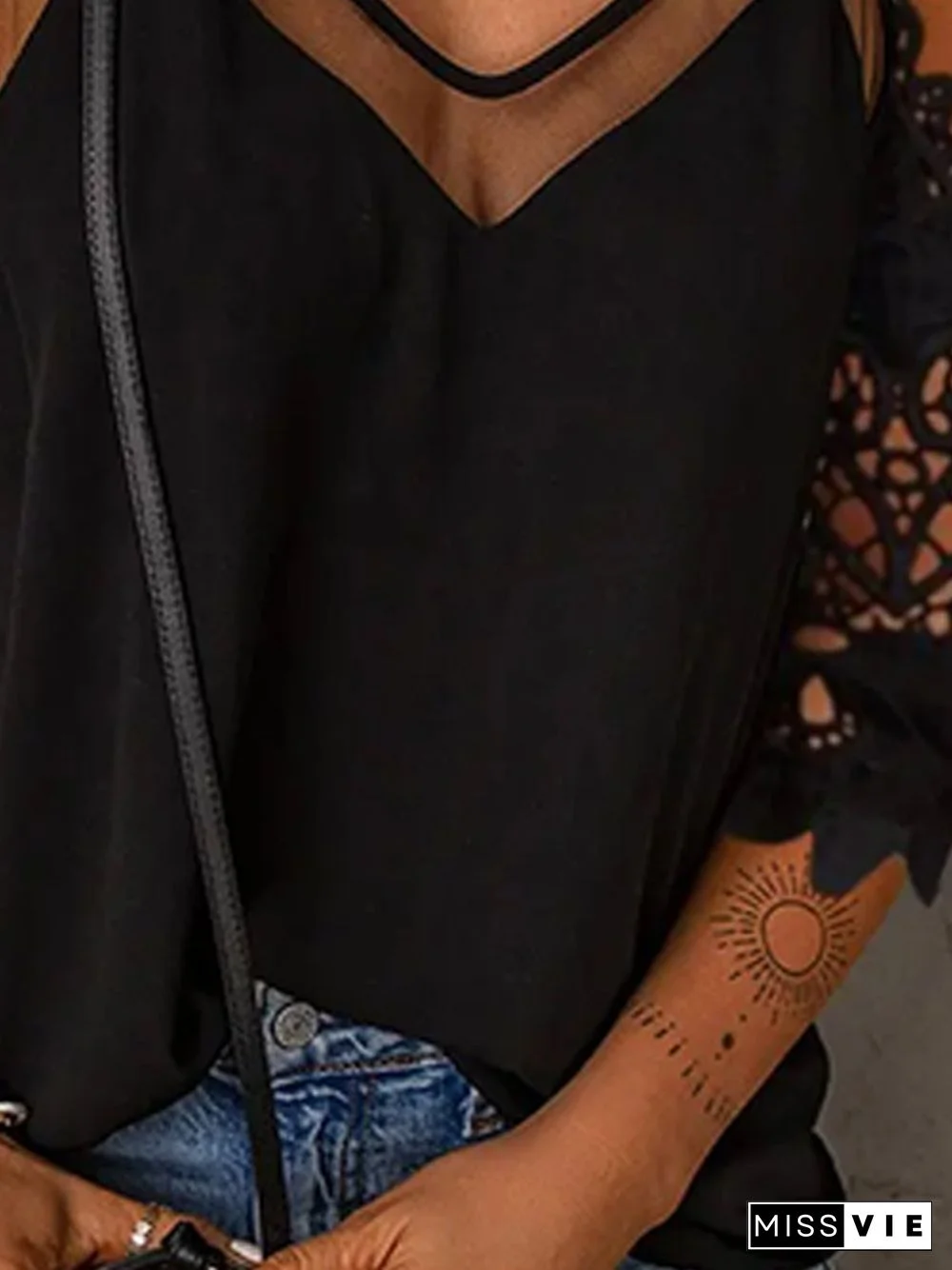 Loosen Solid V Neck Short Sleeve T-Shirt