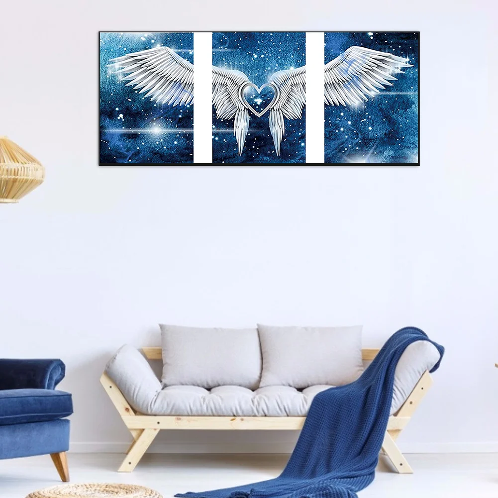 Diamond Painting - Full Round Drill - 3pcs Love Angel Wings(90*40cm)