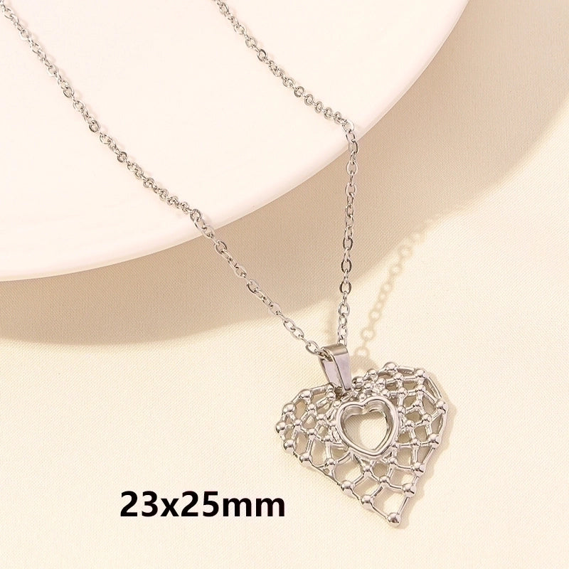 Elegant Minimalist Heart Shape 304 Stainless Steel 18K Gold Plated Plating Hollow Out Pendant Necklace