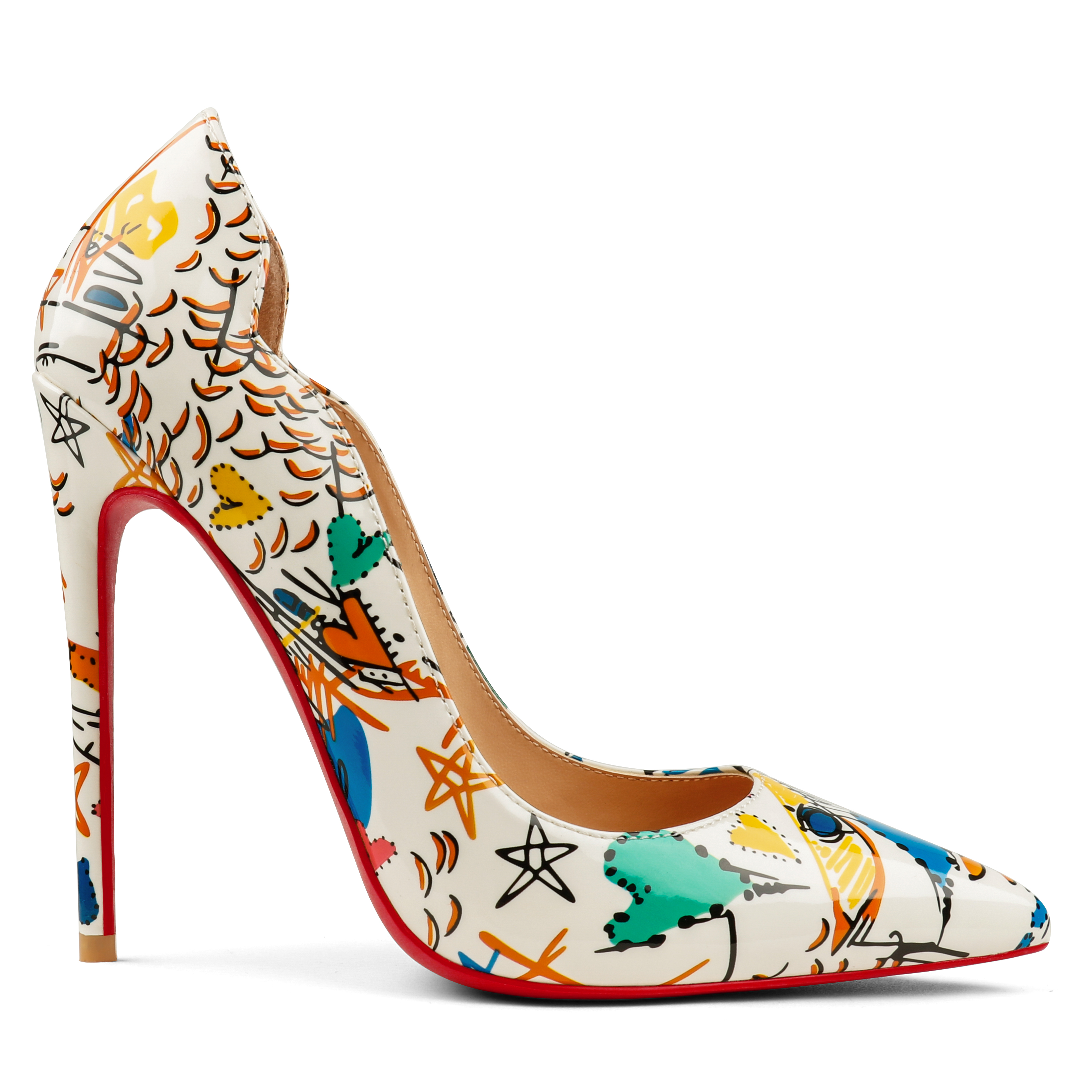 100mm/120mm Women's Classic Pointed Toe And V-shaped Multicolor Heels Red Bottom Shoes-MERUMOTE