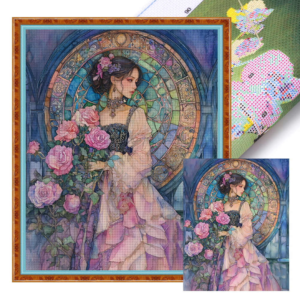 Flower Girl Full 14CT Pre-stamped Canvas(45*55cm) Cross Stitch