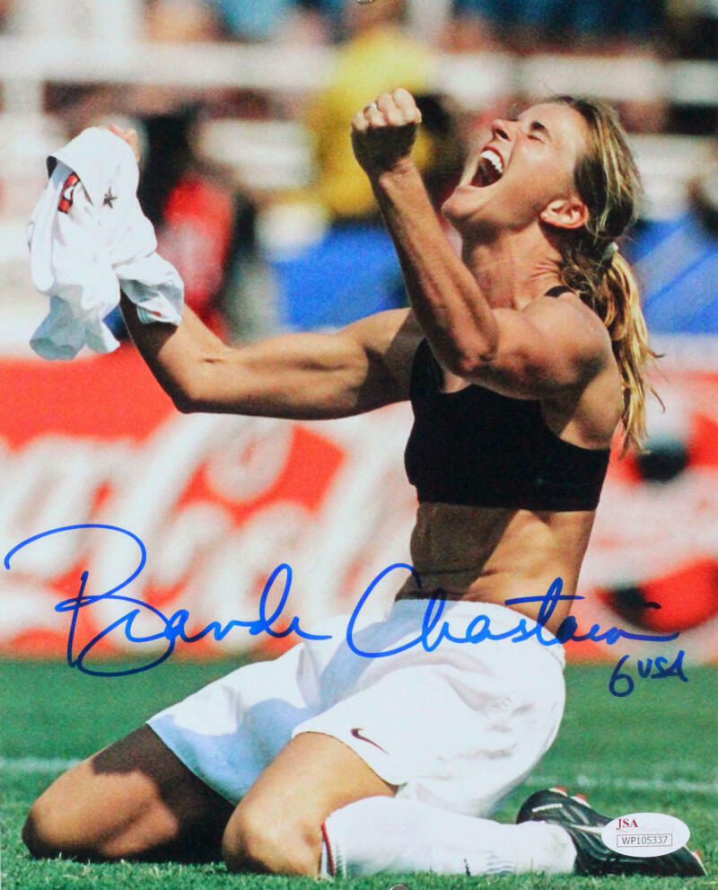 Brandi Chastain Autographed Team USA 8x10 Victory Photo Poster painting- JSA W *Blue