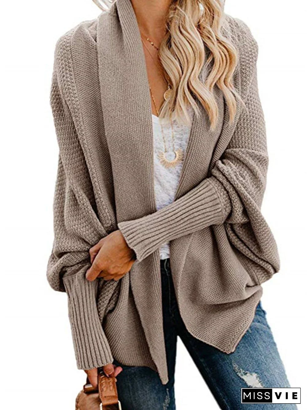 Women's Solid Color Stitching Long Sleeve V-neck Coat