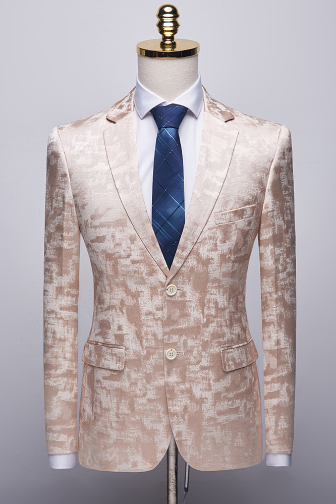 Bellasprom Popular Printed Prom Outfits For Guys Champagne Pink With Notched Lapel Bellasprom