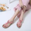 Gioiacombo&trade; 2022 estate sandali carini scarpe basse con strass fiore boh&eacute;mien femminile