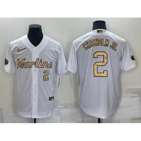 Men's Miami Marlins #2 Jazz Chisholm Jr. 2022 All-Star White Cool Base Stitched Baseball Jersey A11J