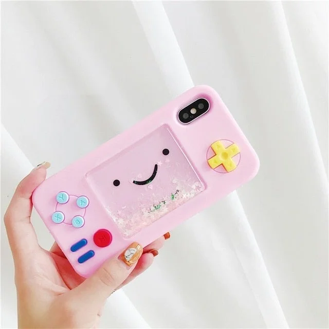 Cute Cartoon Gameboy Quicksand Glitter Liquid Phone Case