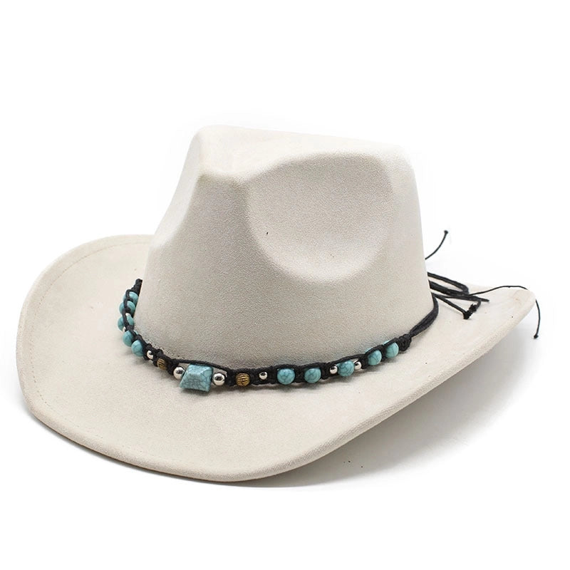 New Suede Ethnic Style Tibetan Western Cowboy Hat Top Hat Autumn And Winter Men’s And Women’s Felt Hat Curved Jazz Hat