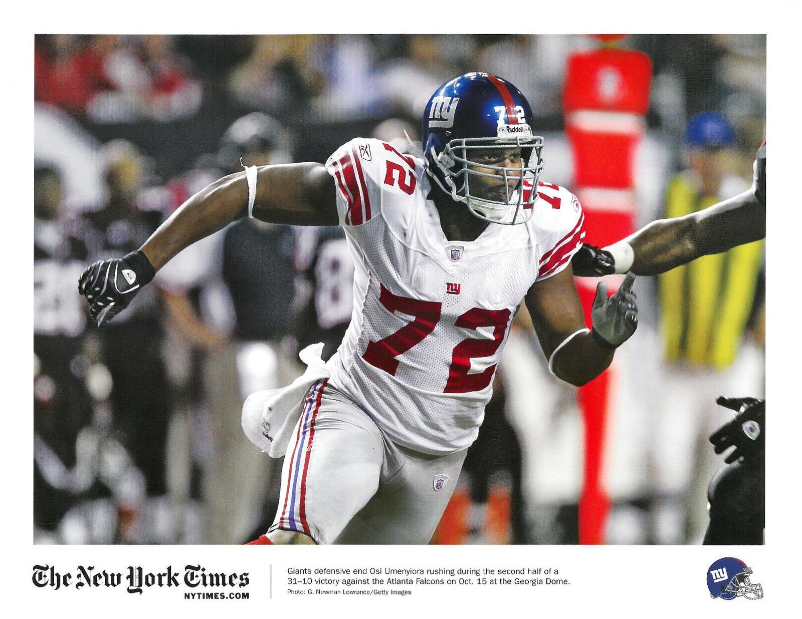 Osi Umenyiora Unsigned Giants New York Times 8.5x11 Photo Poster painting US#953