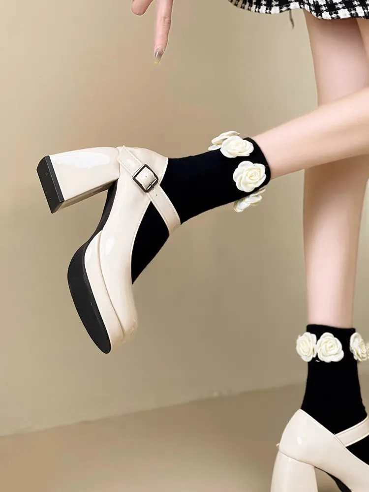 Breakj Breakj Shoes Bridal Shoes Main Wedding Dress Artifact Princess French Temperament Coarse Pine Shoes White Mary Treasure Shoes High Heels