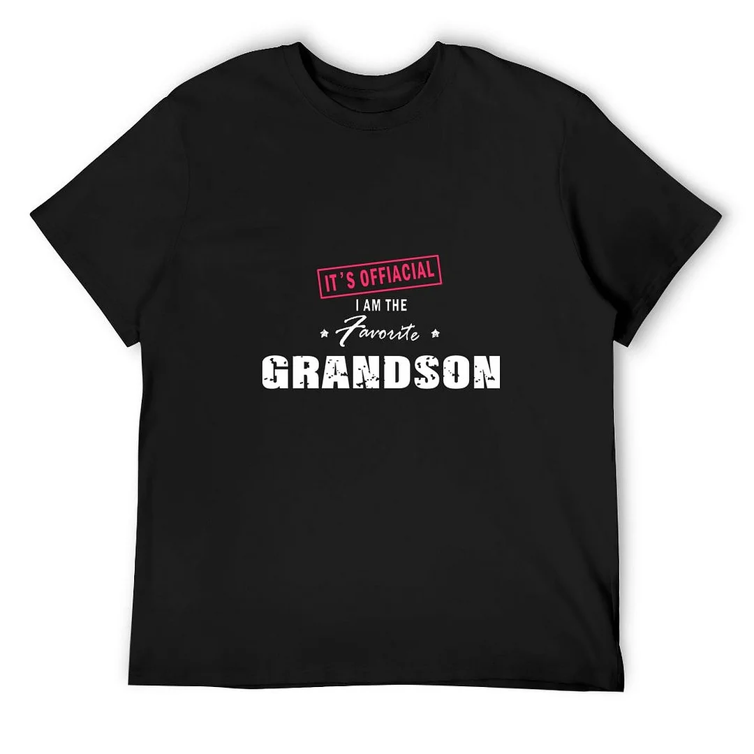 Women plus size clothing Printed Unisex Short Sleeve Cotton T-shirt for Men and Women Pattern it is official i am the favorite grandson-Nordswear