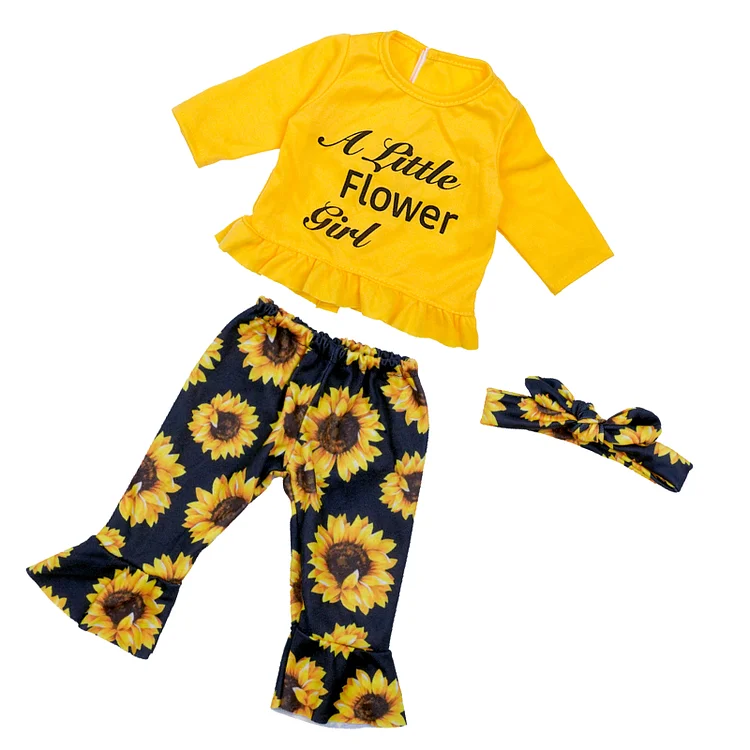 For 17"-22" Reborn Baby Girl Doll Yellow Clothing 3-Pieces Set Accessories