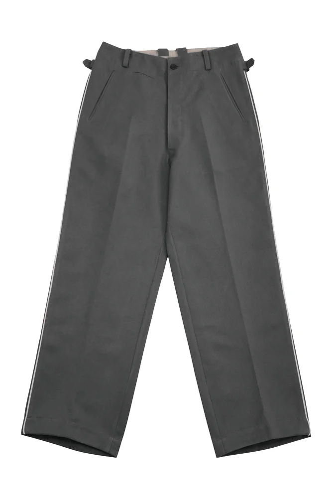  Wehrmacht German Officer Stone Grey Gabardine Straight Trousers With Pipe German-Uniform