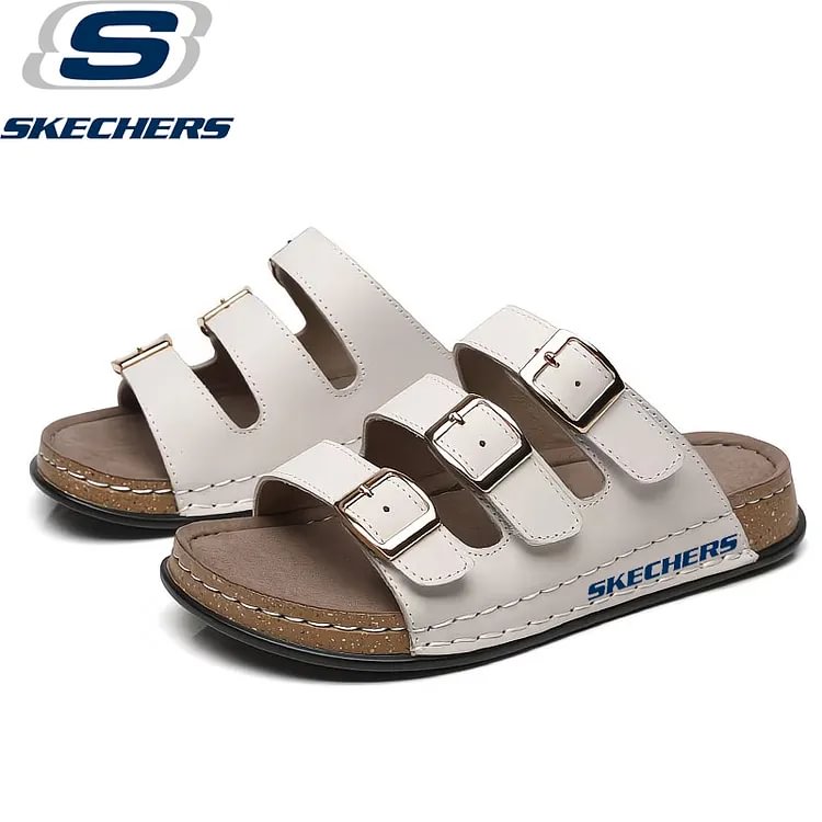 🌼 Damskie klapki Skechers z trzema paskami, regulowane &ndash; wygodne przez całe lato, zar&oacute;wno w domu, jak i w mieście