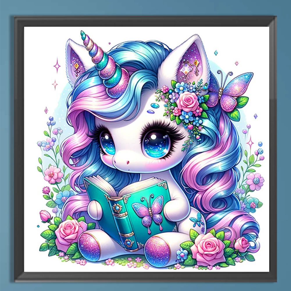 Diamond Painting - Full Square Drill - Read Unicorn(Canvas|35*35cm)