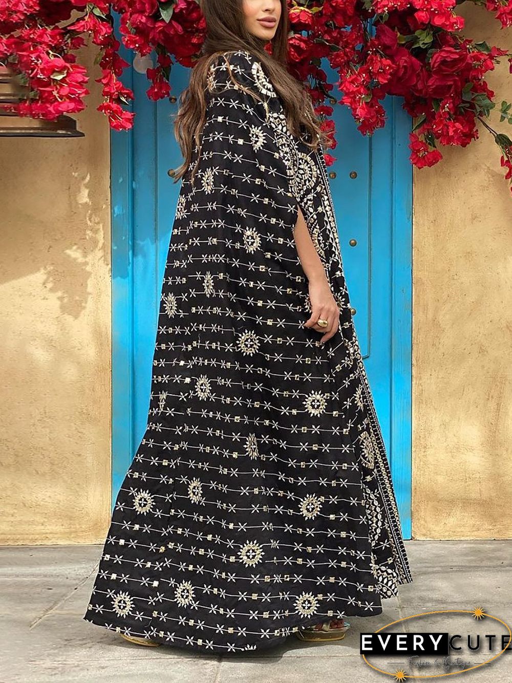 Serried Pattern Loose Kaftan