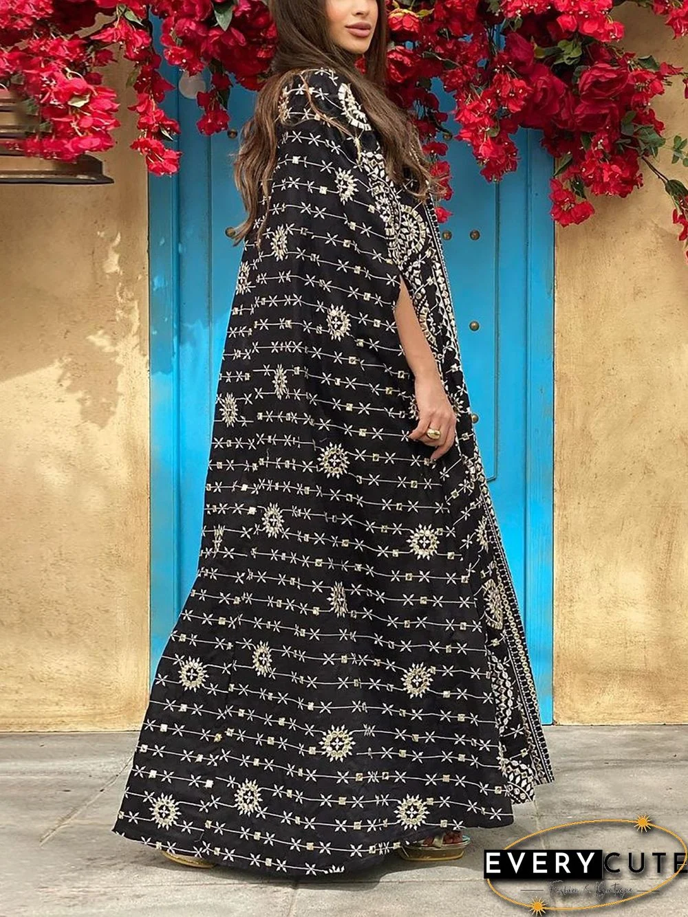 Serried Pattern Loose Kaftan