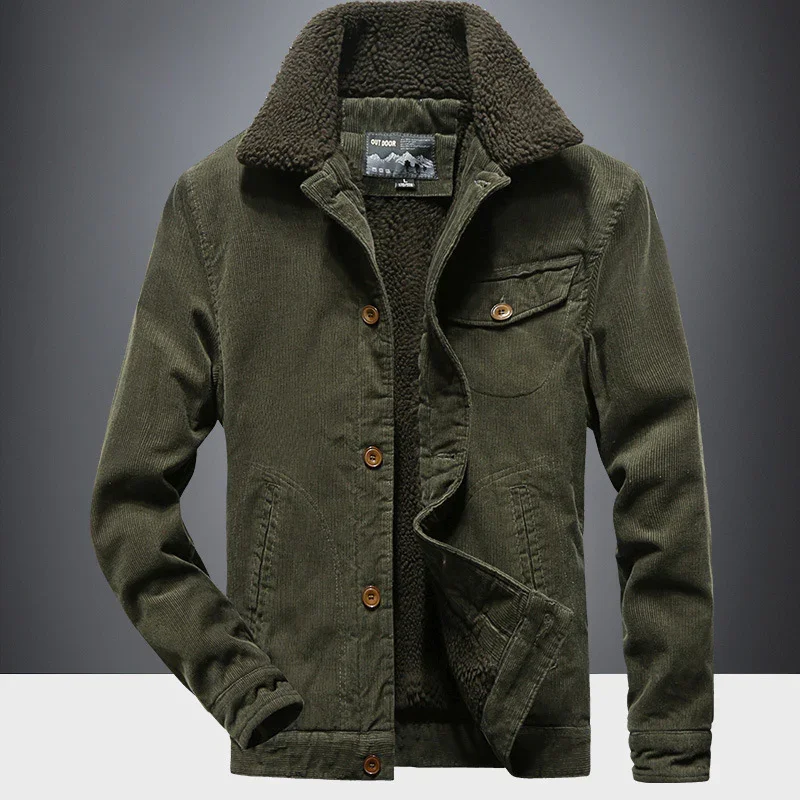 Men's Fleece Lapel Plush Casual Jacket