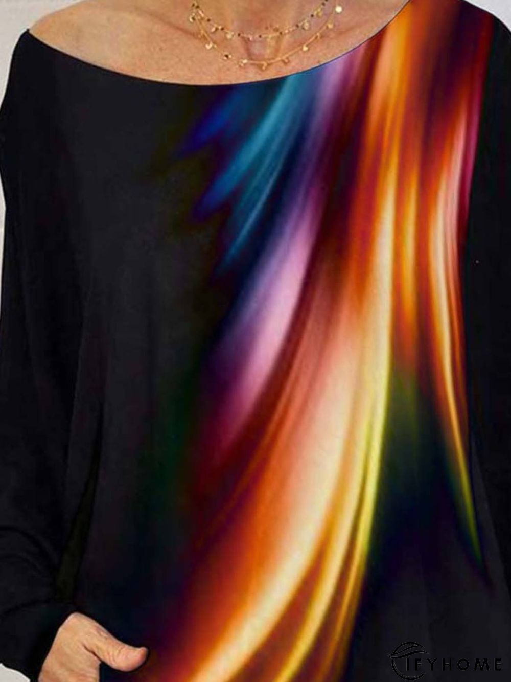 Casual Long Sleeve Crew Neck Printed Tunic Top | IFYHOME