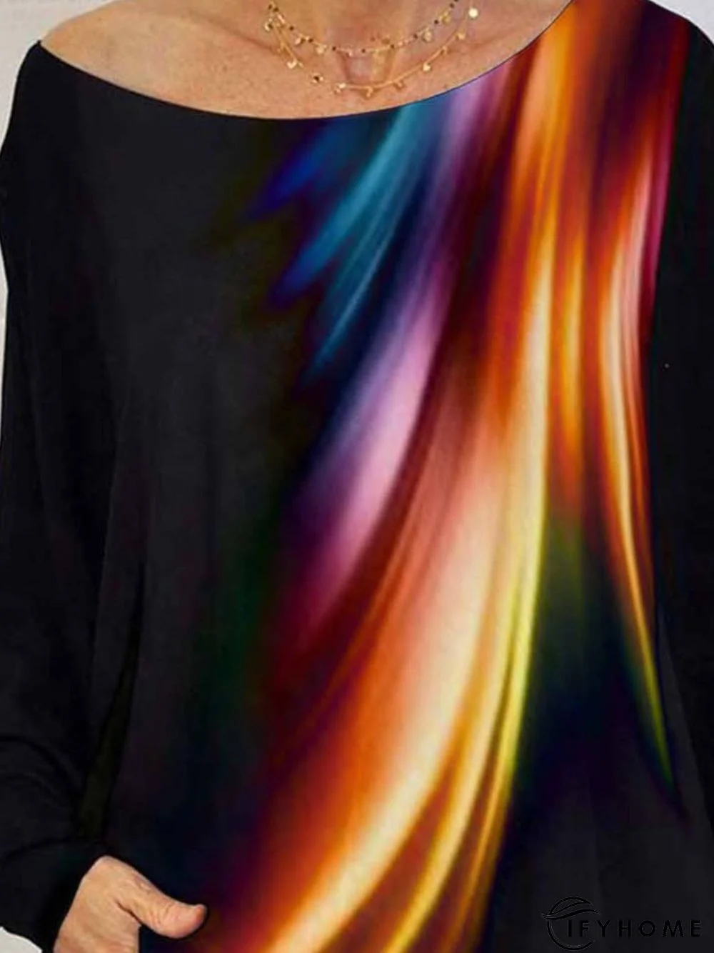 Casual Long Sleeve Crew Neck Printed Tunic Top | IFYHOME