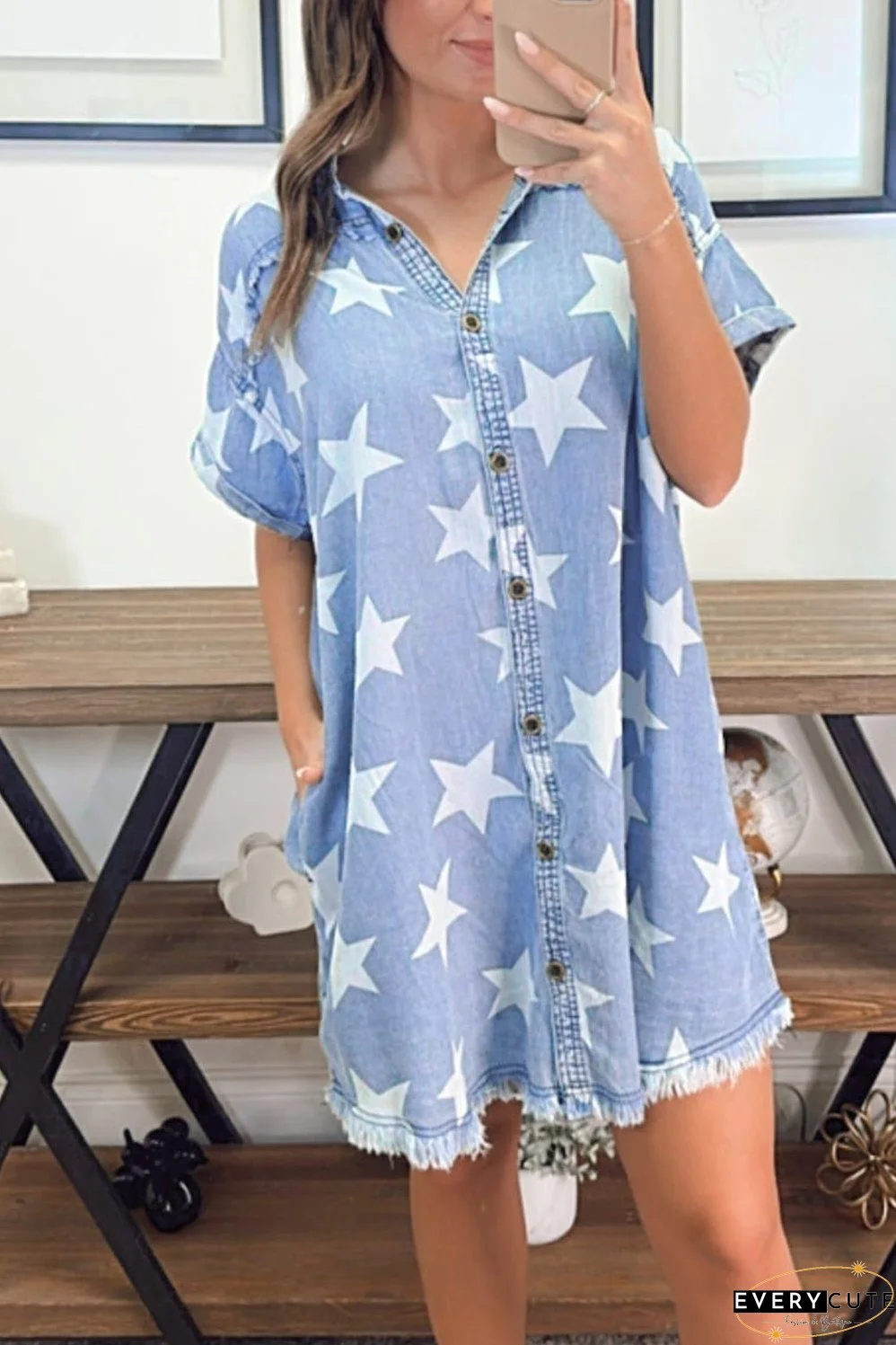 Pocket Detail Star Dress