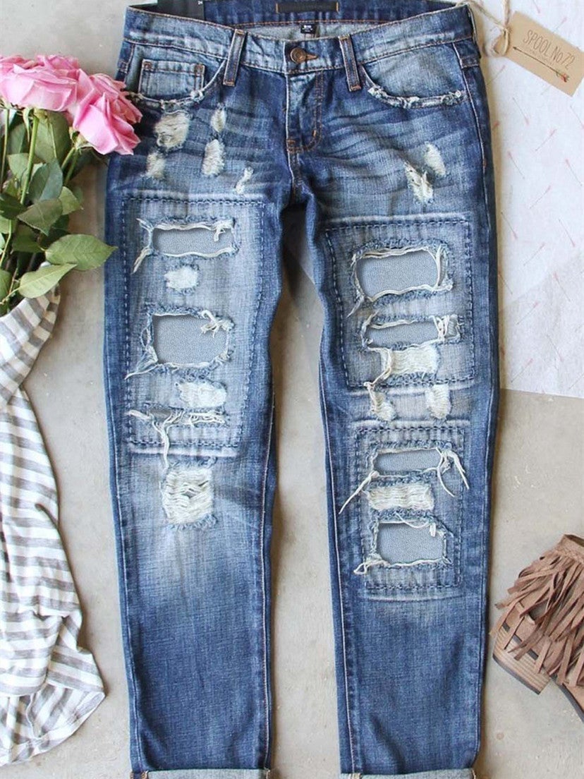 Women Bottoms Jeans Hollow