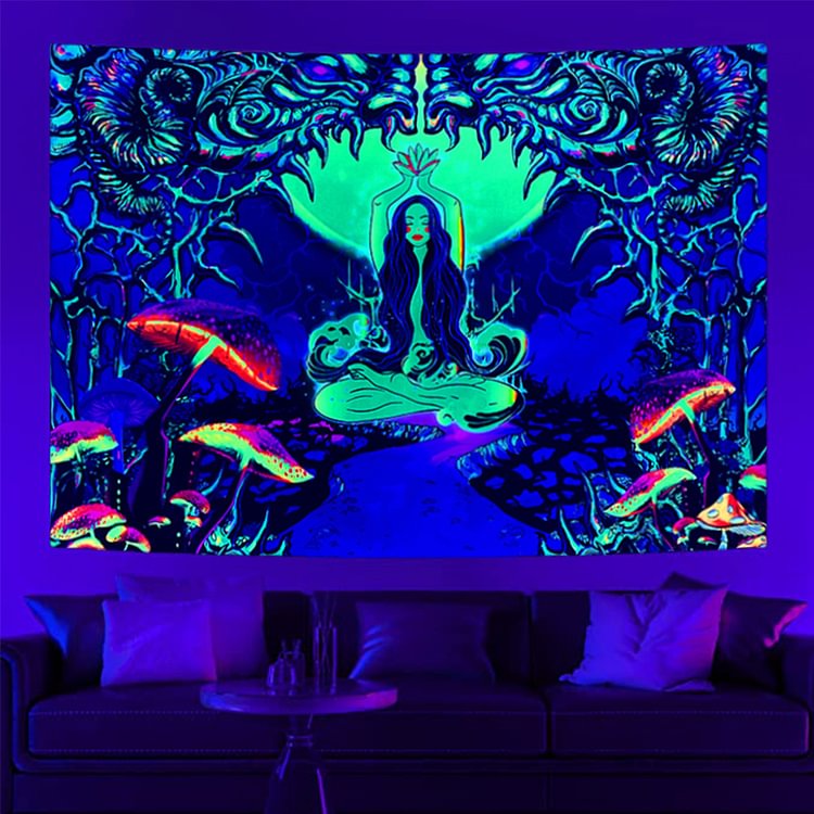 Fluorescent Tapestry Yoga Wall Hanging Luminous Mat Bedroom Glow Decor