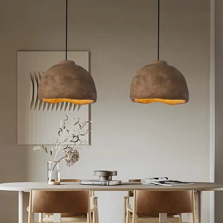 Traditional Japanese Polystyrene Dome Pot 1-Light Pendant Light For Dining Room