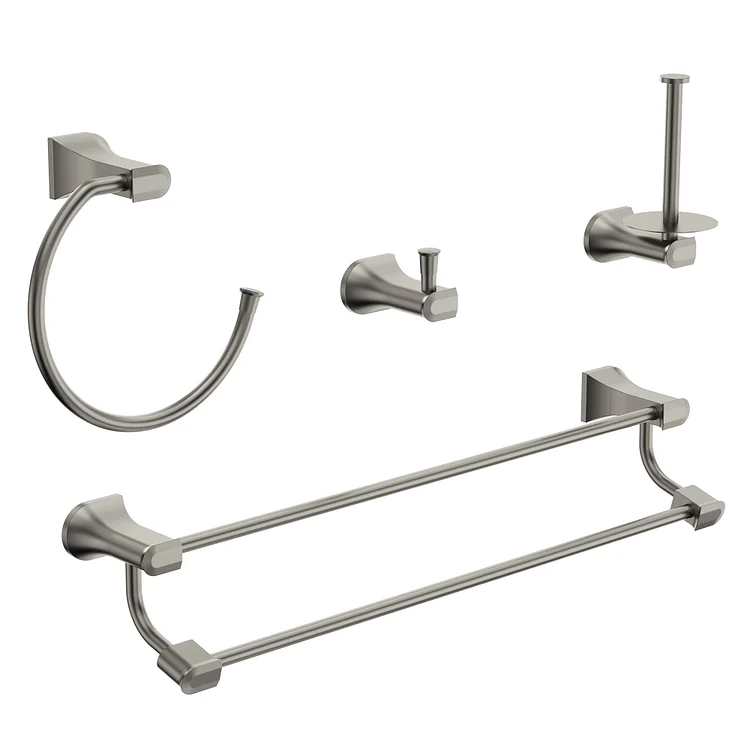EVERSTEIN Modern 4-Piece Bathroom Hardware Set Brushed Nickel SFS-2006-NK