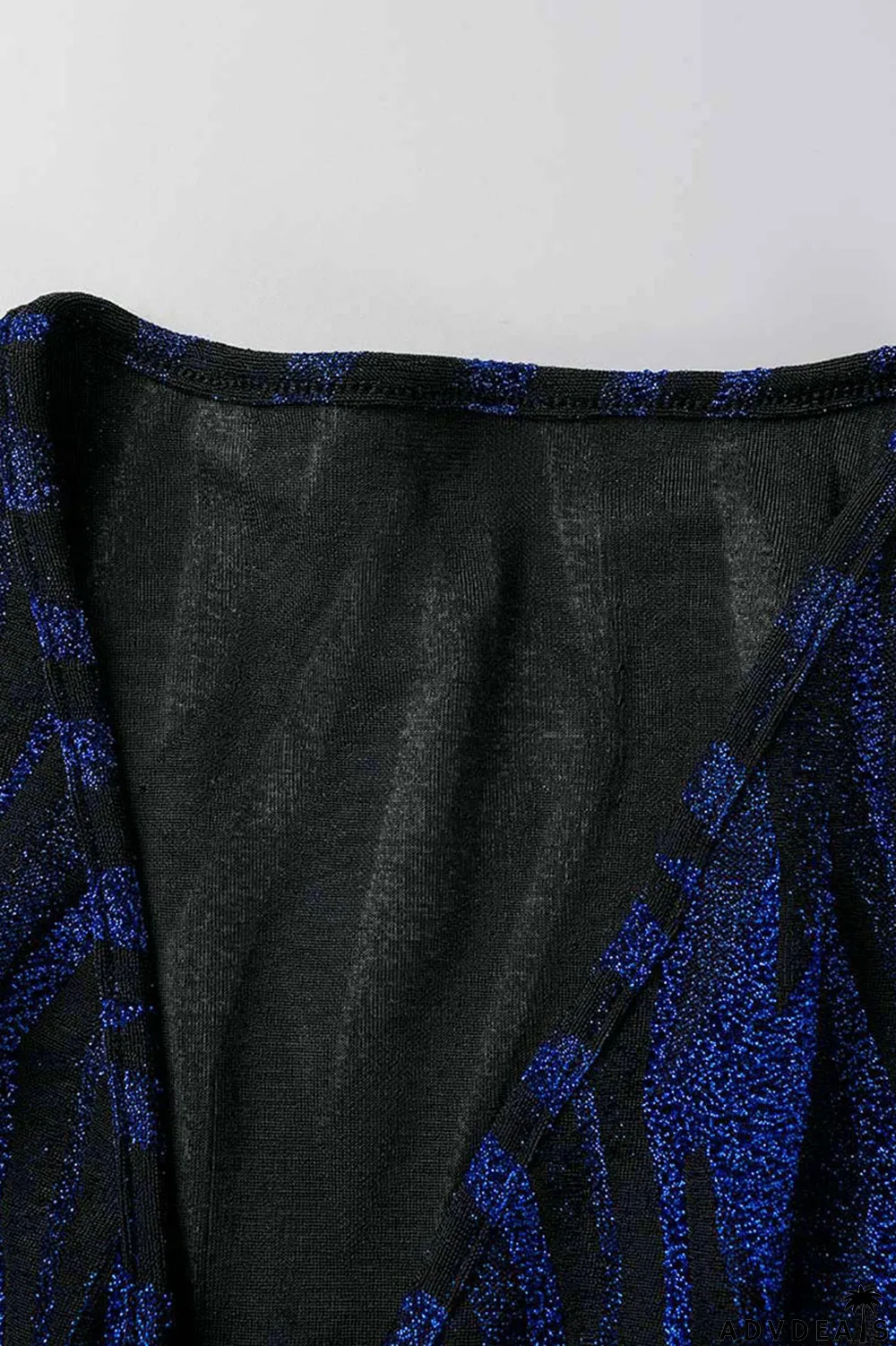 Black Sexy Print Bandage Patchwork V Neck Long Sleeve Two Pieces