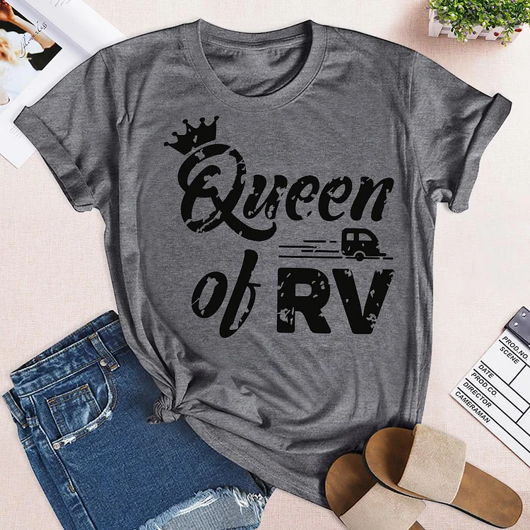 Queen Of The RV, Happy Camper Shirt Tee -02572-Annaletters