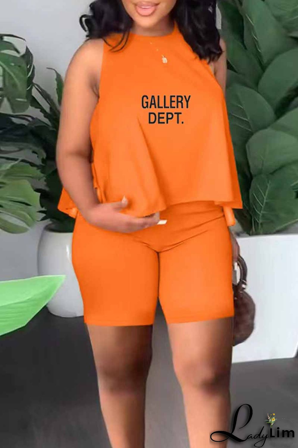 Black Casual Print Letter O Neck Sleeveless Two Pieces