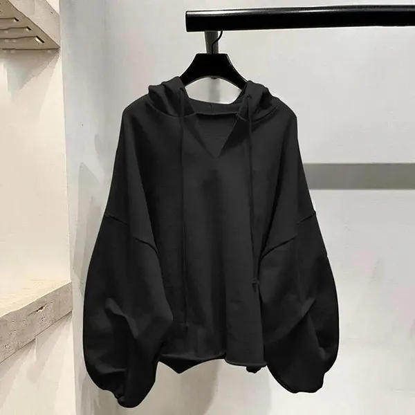 Women's Spring Autumn Long Sleeve Hooded Thin Sweater Lazy Wild Loose Top