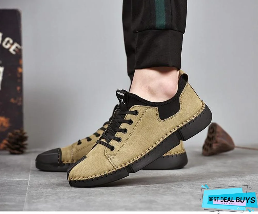 Men Leather Casual Big Size Flats Shoes