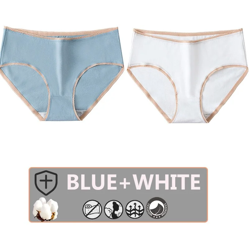 FINETOO 2PCS/Set Cotton Panties Women Sexy Underwear For Girl Lingerie Lady Cute 8 Solid Candy Colors Pantys Woman Female Briefs