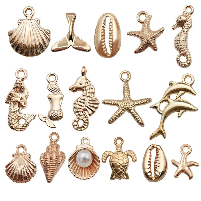 1 Piece 10*13mm 12 * 14mm 6.5*16mm Alloy Pearl Dolphin Mermaid Fish Tail Jewelry Accessories Pendant