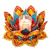 Peinture en diamant en 5D DIY d&eacute;coration de bureau en acrylique, bougeoirs fleurs, brise-lumi&egrave;re, d&eacute;coration de bureau maison artisanale pour adultes d&eacute;butants (Orange Lotus)