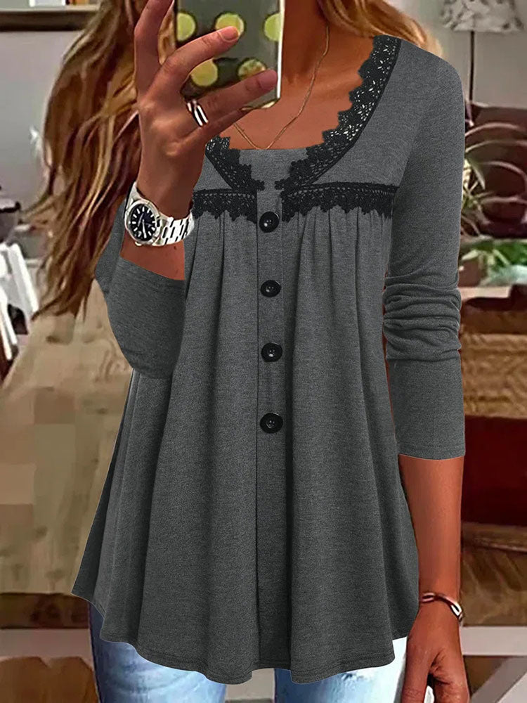 Women Long Sleeve V-neck Graphic Floral Printed Top
