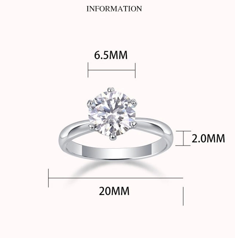 18K Gold Plated 925 Sterling Silver Moissanite Round Rings GRA Certificate