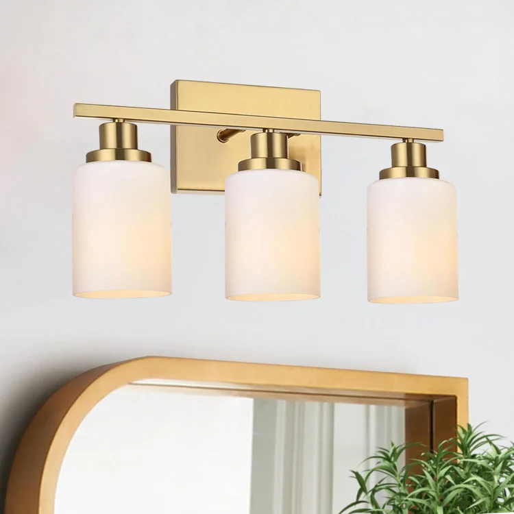 Bathroom Lights Over Mirror with Milky White Glass Shade, Modern Vanity Light Bathroom Lights Fixtures for Kitchen Living Room Bedroom Laundry Room