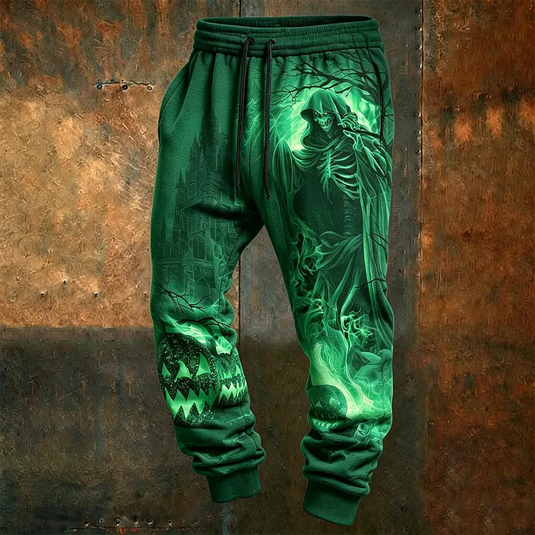 Men's Retro Halloween Optical Illusion Pattern Casual Sports Pants