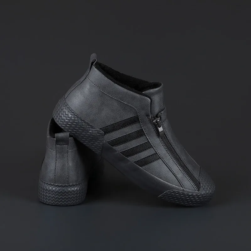 Fashion Casual Men Plush Shoes Outdoor Non-slip Wear-resisting Male Sneaker Winter High-top Warm Lined Footwear All-match Trend