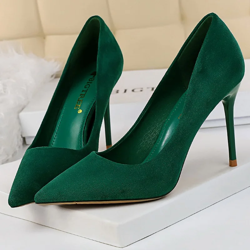 Abebey Shoes Women 9 Cm Heels Suede Woman Pumps Pointed Toe High Heels Stiletto Party Shoes Fashion Wedding Shoes Large Size 43
