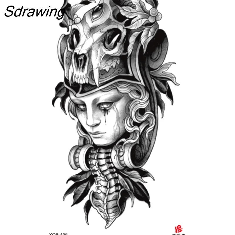 Sdrawing Waterproof Lasting Temporary Tattoo Flower Arm Tattoo Stickers Dark Hot Girl Snake Tiger Lion Fake Tattoo for Women Gifts 328-0