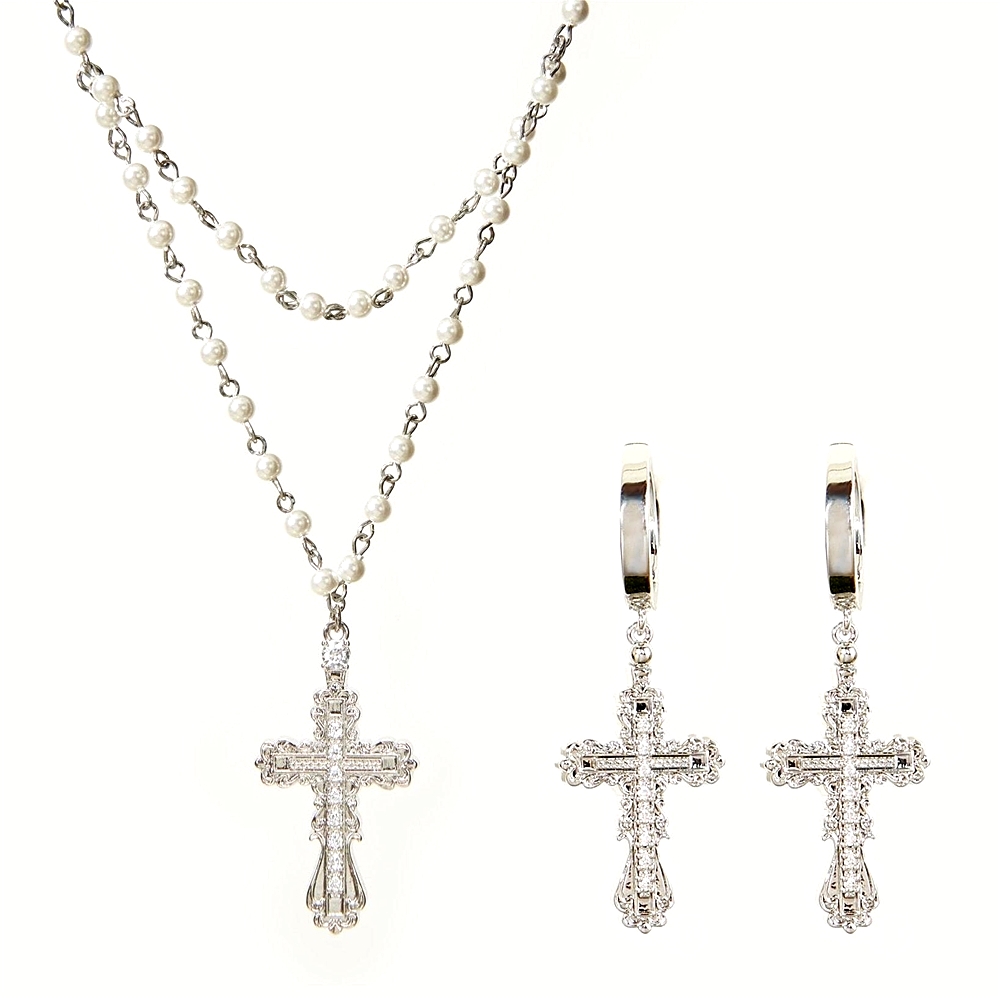 Everette Cross Jewelry Set in Silver