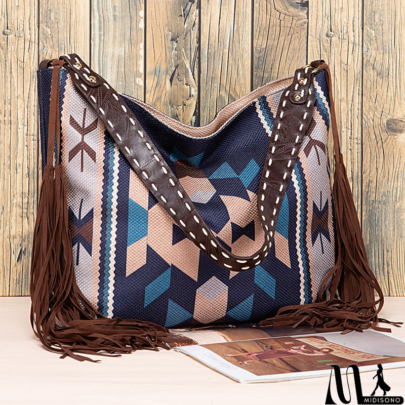 MidiSono - Casual College Color Block Tassel Bags