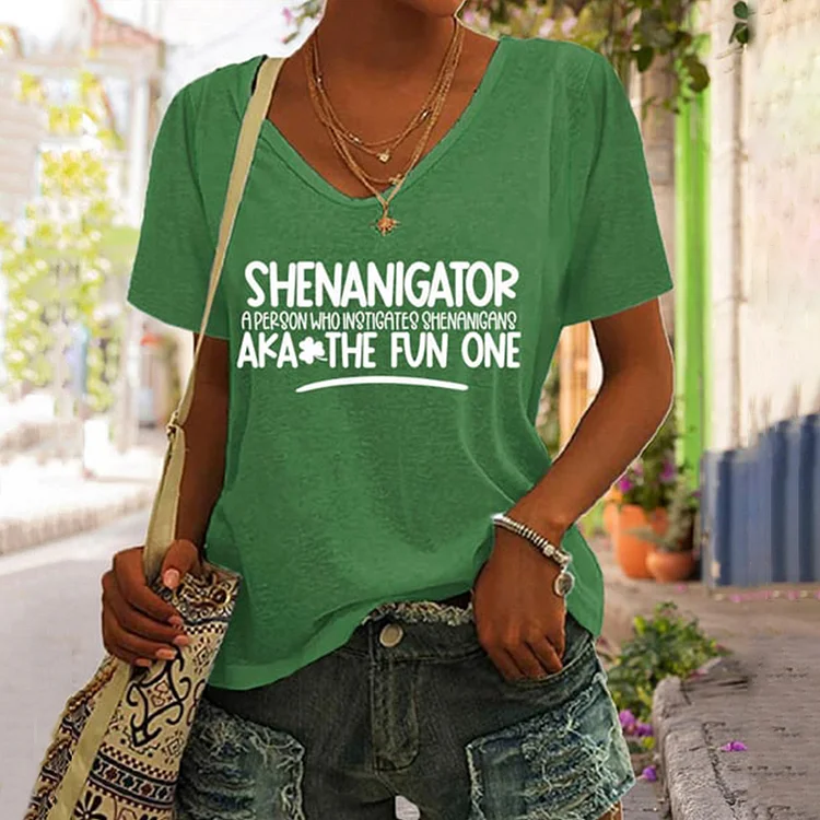 VChics Women's Shenanigator St. Patrick's Day Print V Neck T-Shirt