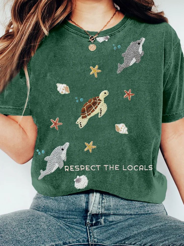 Simpfit Respect The Locals – Besticktes, gewaschenes Vintage-T-Shirt
