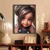 >SALE<5D DIY Full Round Drill Diamond Painting Curly Haired Big Eyed Girl Decor30x40cm