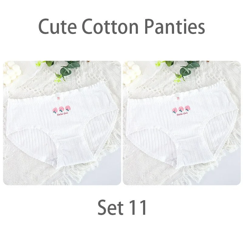 FINETOO Women's Sexy Lace Thongs G-string Underwear Cute Panties Briefs For Ladies T-back lingerie Cartoon Girls Pink Panty